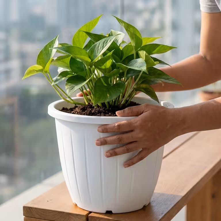 10 Inch Dura Flower Pot Pack of 4 White | Balcony Planter Pots for Home & Garden